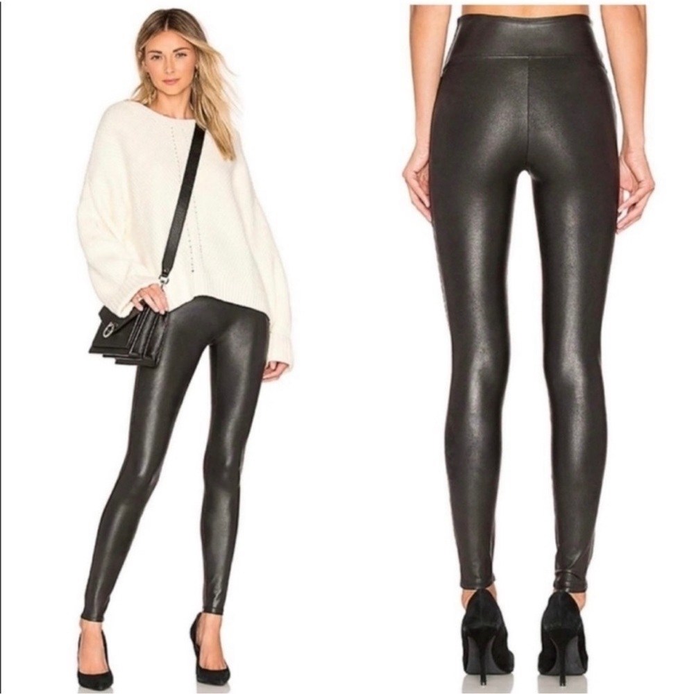 Spanx Faux Leather Ready to Wow Black Leggings 1X